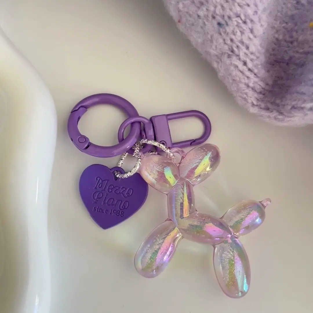 5 Colors Fashion Keychain Punk Jelly Balloon Dog Keychains for Women Bag Pendant Jewelry Trinket Girl's Car Key Ring Key Chain