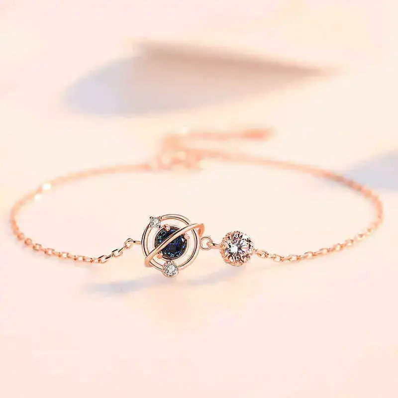 Romantic Planet Charm Bracelet Women Universe Galaxy Solar System Wristband Valentine's Day Gift Fashion Jewelry Accessories