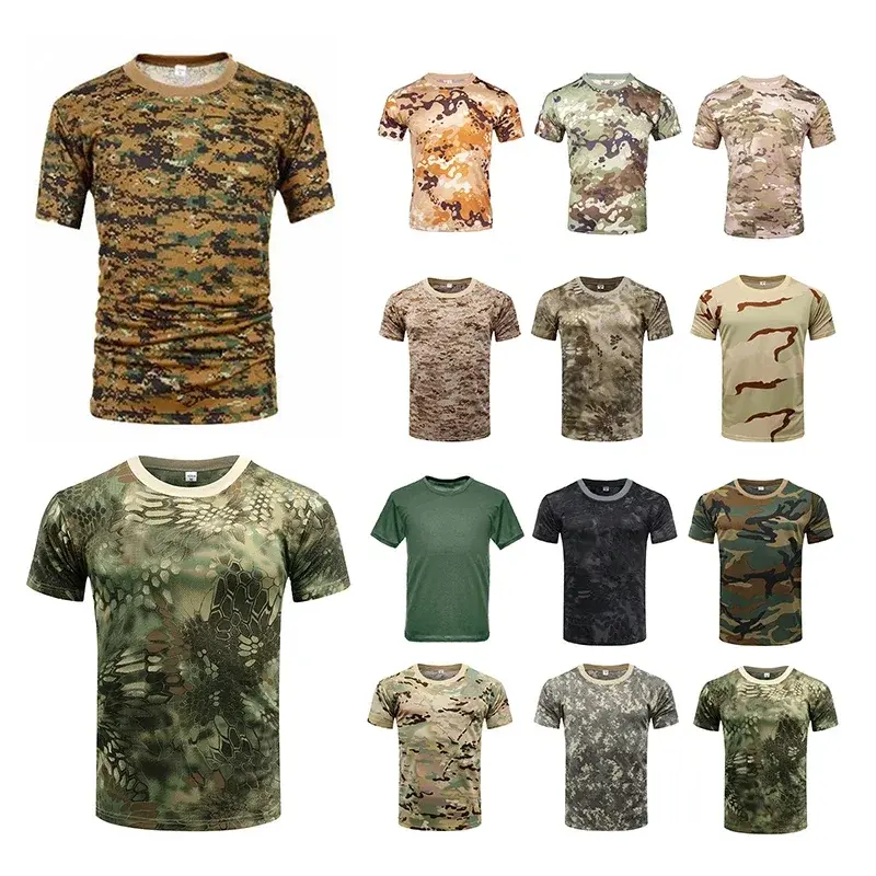 3D Camouflage T-shirt Men's Outdoor Fashion Casual Round Neck Short Sleeved Summer Street Loose Men's Outdoor Sports T-shirt Lig
