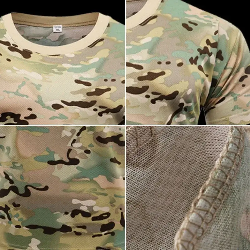 3D Camouflage T-shirt Men's Outdoor Fashion Casual Round Neck Short Sleeved Summer Street Loose Men's Outdoor Sports T-shirt Lig