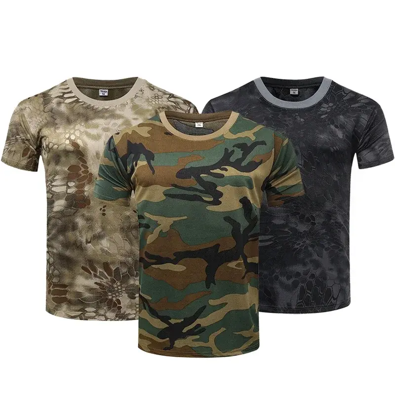 3D Camouflage T-shirt Men's Outdoor Fashion Casual Round Neck Short Sleeved Summer Street Loose Men's Outdoor Sports T-shirt Lig