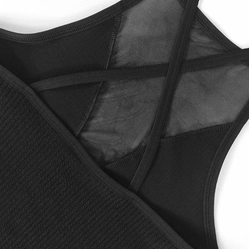 Hollow Out Mesh Sexy Corset Top Women Y2k Clothes Sleeveless Black Off The Shoulder Crop Vest Summer Halter Tank Top Woman