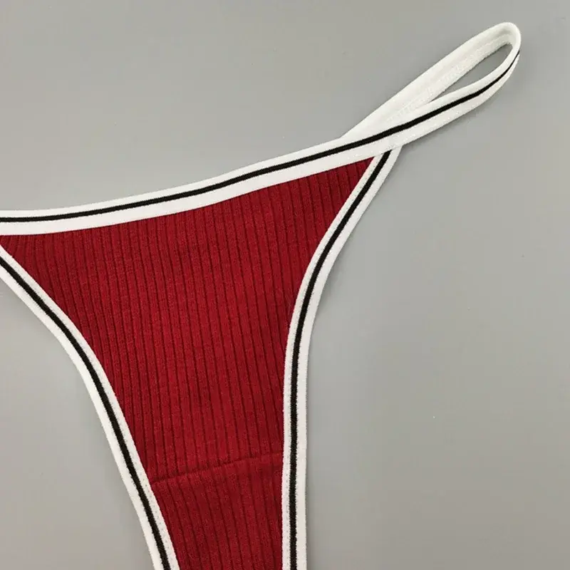 Stretch Thin-belt Solid Thong 100% Cotton Breathable G-String Sexy Low Waist T-back Panties Seamless Lifting Hips Underwear