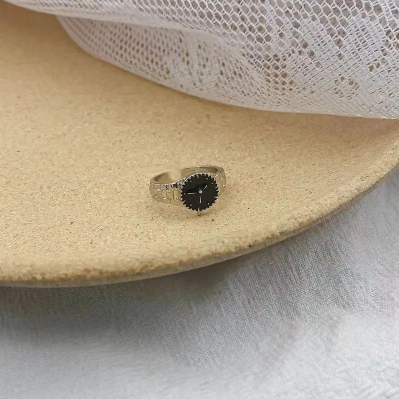 New Fashion Korean Minimalist style Ins Style Watch Appearance Ring for Women and Men Business Style Time Theme Ring