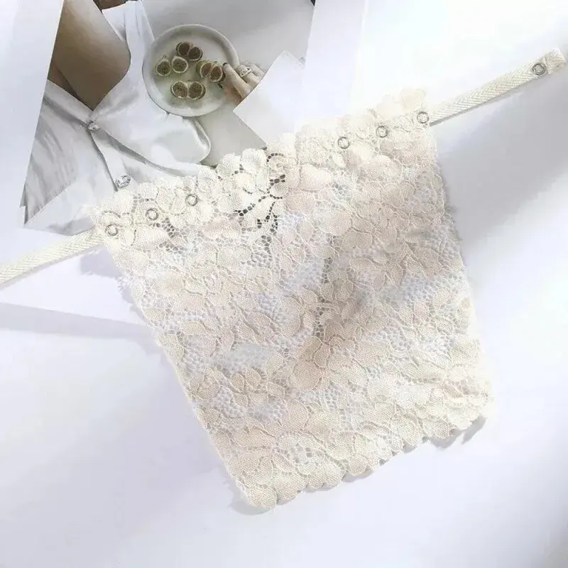 3Pcs Lace Cleavage Cover Up Women Camisole Elastic Band Clip-On Camisole Bras Insert Wrapped Chest Protection Covering Tube Top