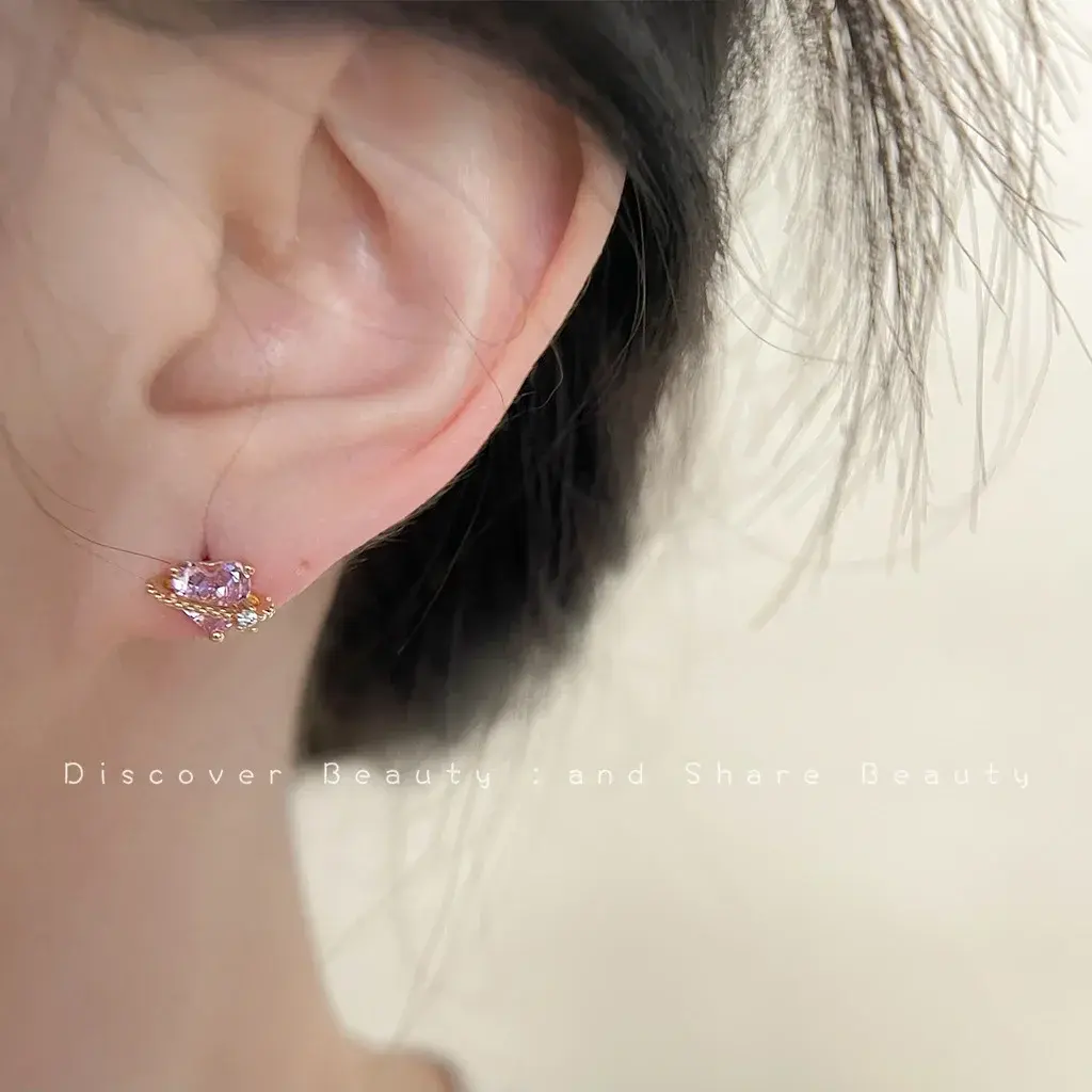 INS Y2K Pink Heart Stud Earrings for Women Girls Korean Punk Gothic Earring Sweet Crystal Drop Earring Fashion Jewelry Gifts