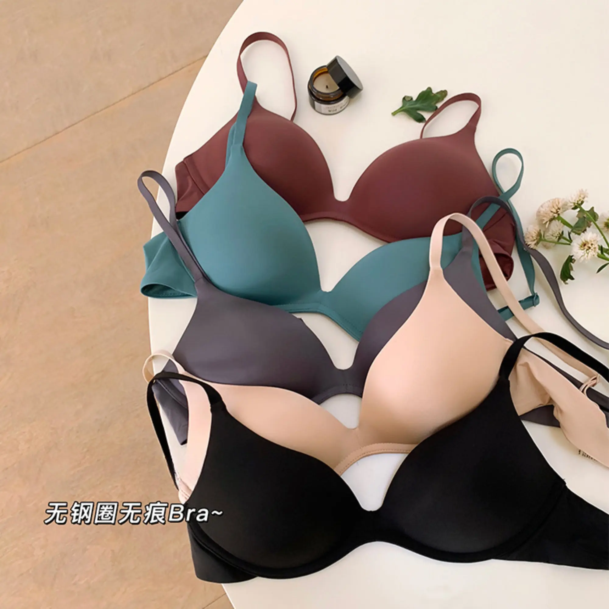 Women No Wire Push Up Seamless Bra Underwear Girls Students Breathable Thin Solid Bras Female's Bra Breathable Gathered