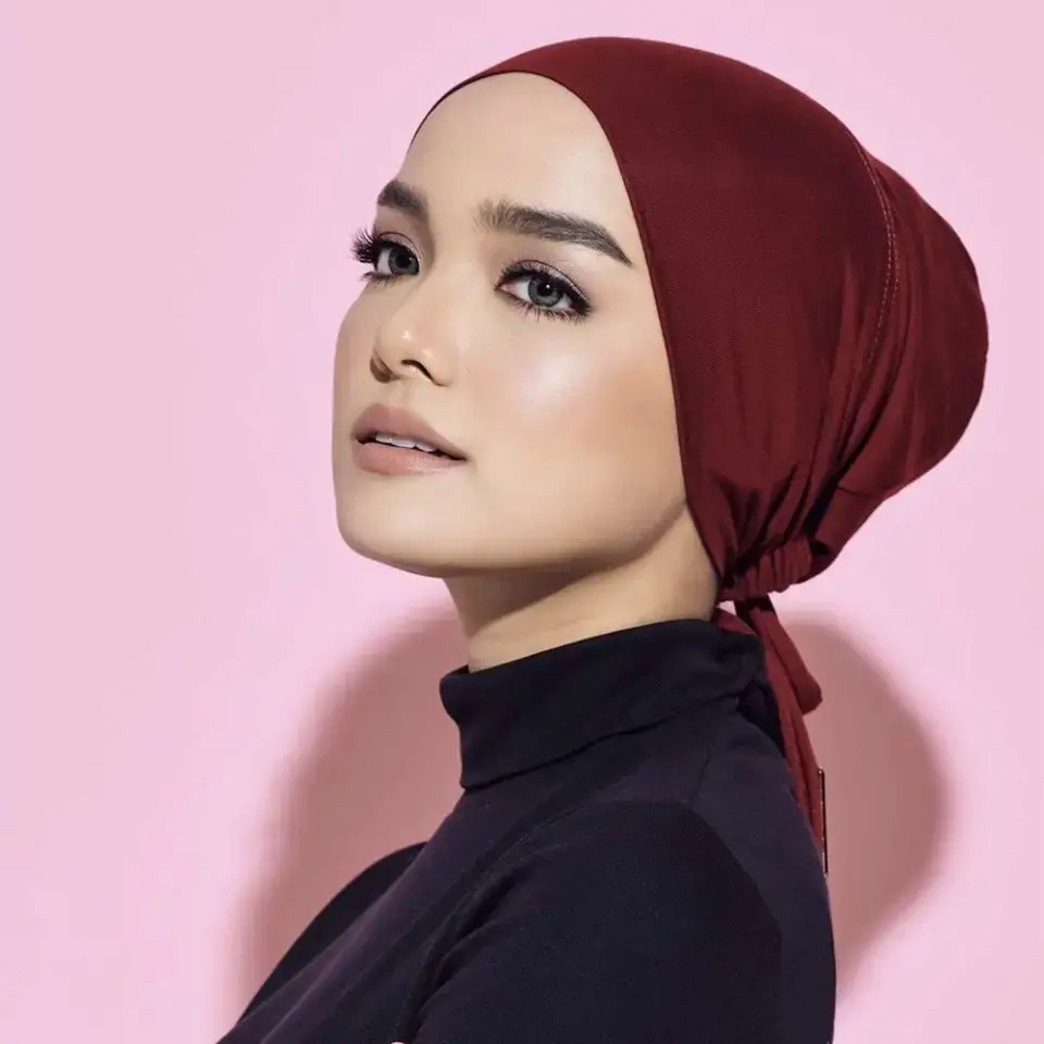 New Modal Material Muslim Breathable Elastic Strap Bottom Hat Drawstring Solid Color Adjustable Sweatcloth Inner Hat