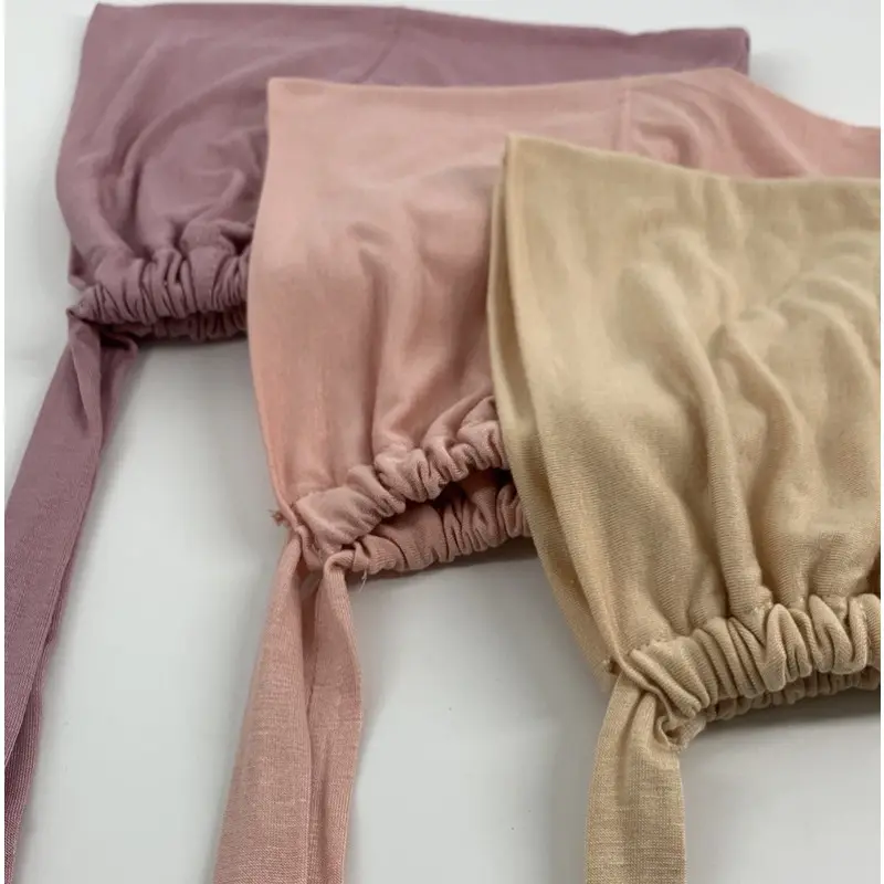 New Modal Material Muslim Breathable Elastic Strap Bottom Hat Drawstring Solid Color Adjustable Sweatcloth Inner Hat
