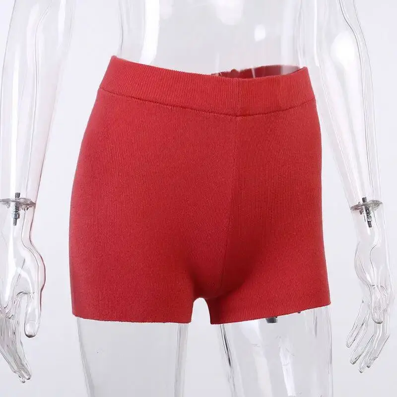 Summer Knit Shorts Cotton White Women Casual Mini Black Sexy High Waist Ribbed Streetwear Basic Biker Shorts High Stretched