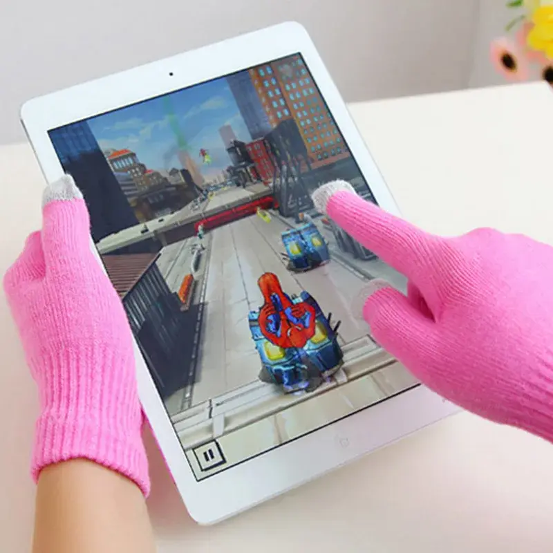 Winter Touch Screen Gloves Texting Cap Smart Phone Women Men Warm Stretch Knit Mittens Full Finger Female Crochet Soft Thicken