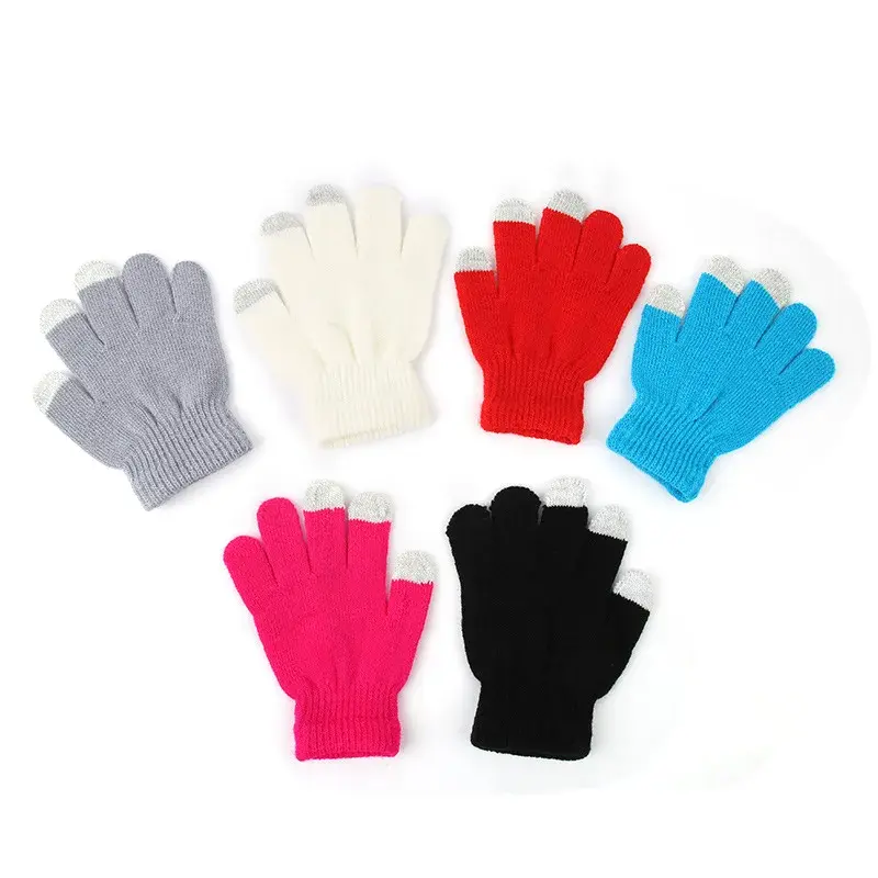 Winter Touch Screen Gloves Texting Cap Smart Phone Women Men Warm Stretch Knit Mittens Full Finger Female Crochet Soft Thicken