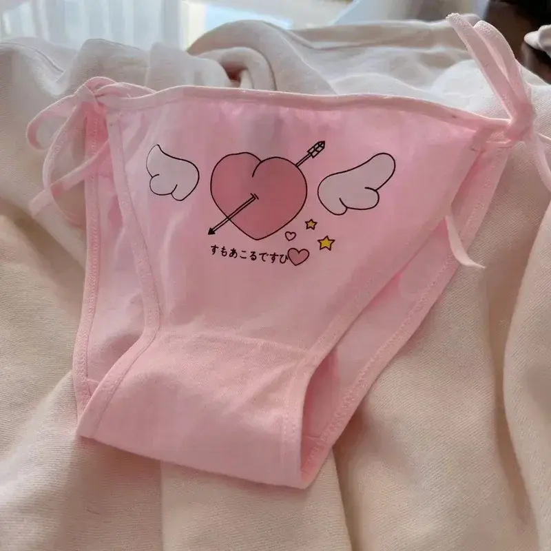 Japanese Female Lingerie Lolita Thong Funny Hollow Out Seamless Briefs Low Waist Adjustable Underwear Sexy Bandage Cotton Pantie