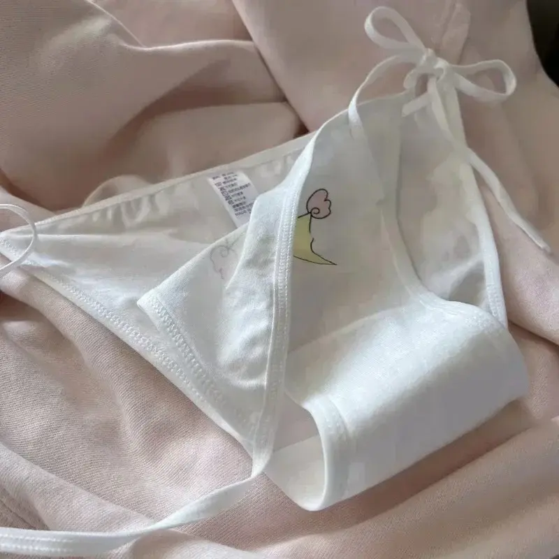 Japanese Female Lingerie Lolita Thong Funny Hollow Out Seamless Briefs Low Waist Adjustable Underwear Sexy Bandage Cotton Pantie