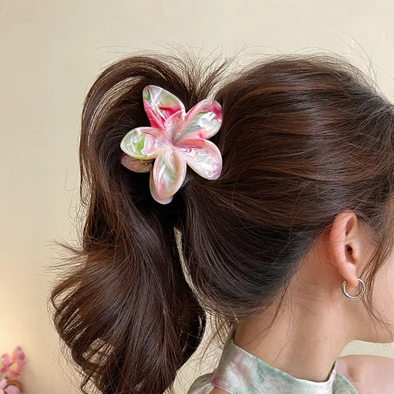 Summer 3D Flower Hair Claw Clip Elegant Clamp Barrettes Hairpin Women Large Size Shark Clamp Beach Headwear Accessories
