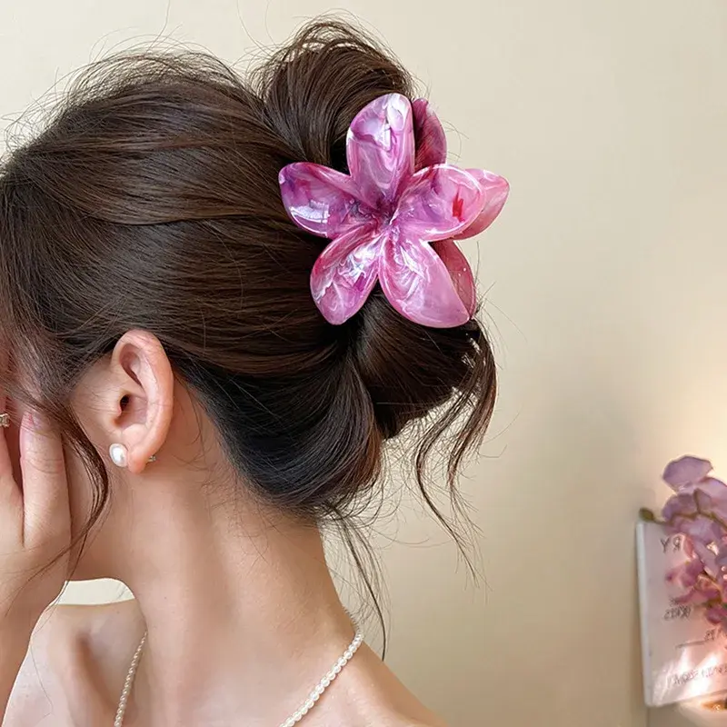 Summer 3D Flower Hair Claw Clip Elegant Clamp Barrettes Hairpin Women Large Size Shark Clamp Beach Headwear Accessories