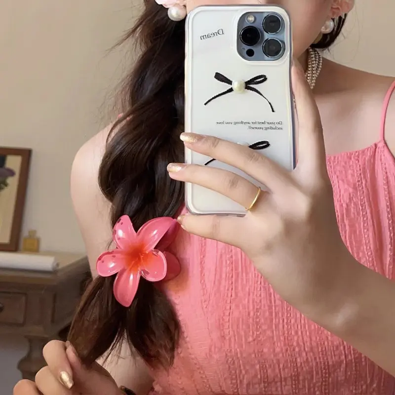 3/2/1PCS New Egg Flower Jelly Feel Hair Clip Cute Elegant Small Flower Hair Accessories Women High Ponytail Hair Grips