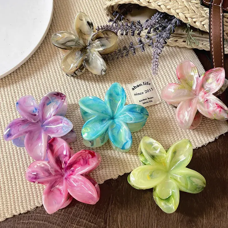 Summer 3D Flower Hair Claw Clip Elegant Clamp Barrettes Hairpin Women Large Size Shark Clamp Beach Headwear Accessories