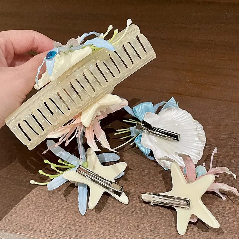 Ocean Starfish Series Hair Claw Flower Starfish Shell Hairpins Crab Hair Clips for Woman Vacation Beach Hair Accessories New