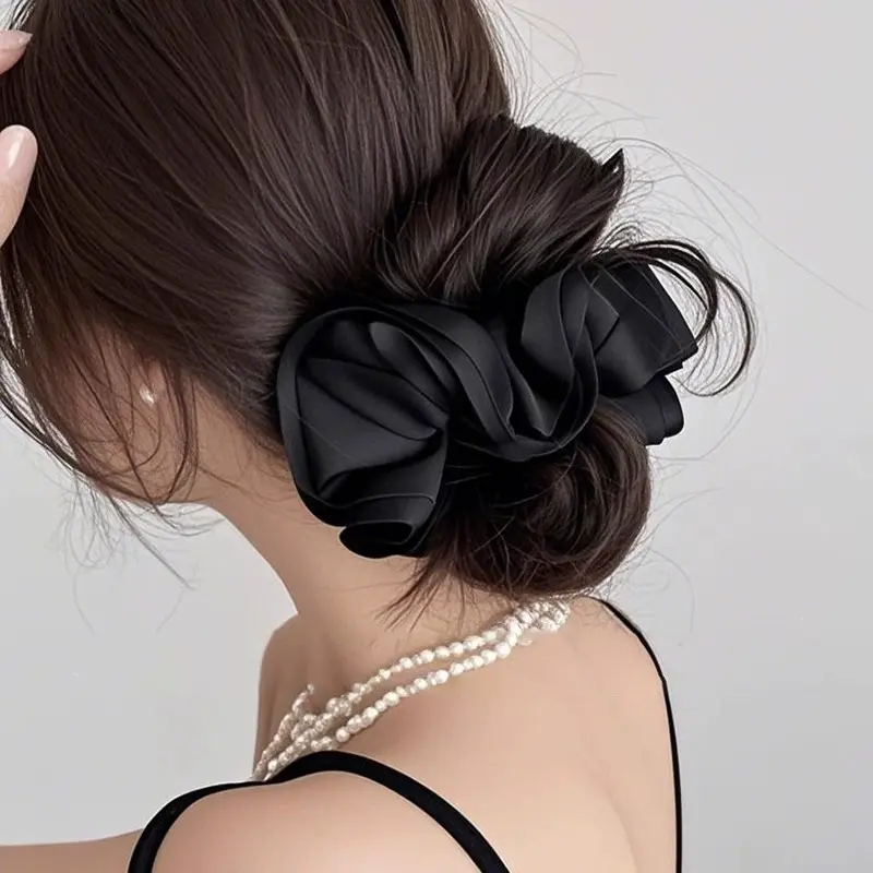 Oversize Satin Scrunchies Elastic Hair Ties Women Girls Big Silk Hair Bands Ponytail Holder Rubber Bands Hair Accessories