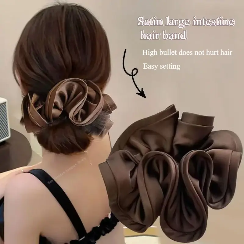 Oversize Satin Scrunchies Elastic Hair Ties Women Girls Big Silk Hair Bands Ponytail Holder Rubber Bands Hair Accessories