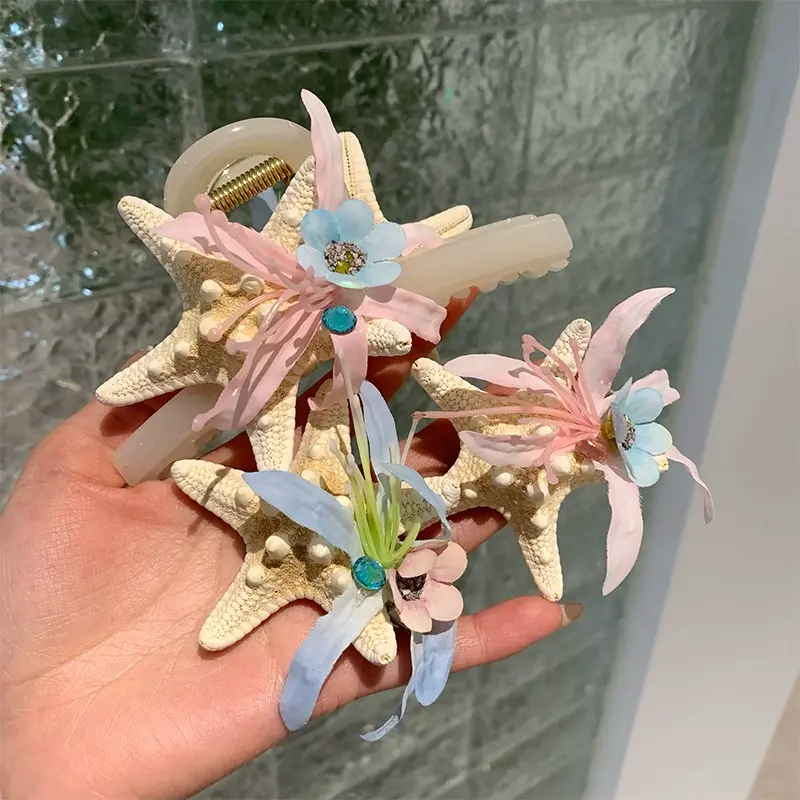 Ocean Starfish Series Hair Claw Flower Starfish Shell Hairpins Crab Hair Clips for Woman Vacation Beach Hair Accessories New