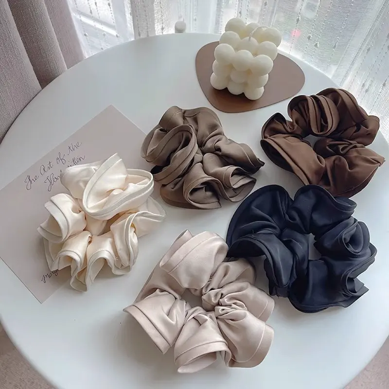 Oversize Satin Scrunchies Elastic Hair Ties Women Girls Big Silk Hair Bands Ponytail Holder Rubber Bands Hair Accessories