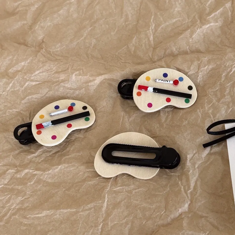 Cute Artificial Art Watercolor Pigment Palette Hairpin, Girly Bb Clip Side Bangs Clip Headpiece Hairpin