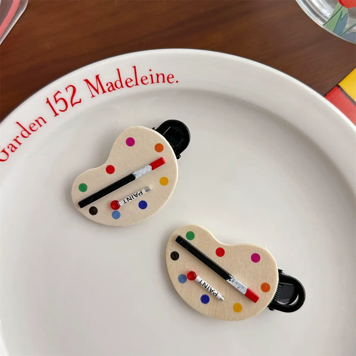 Cute Artificial Art Watercolor Pigment Palette Hairpin, Girly Bb Clip Side Bangs Clip Headpiece Hairpin
