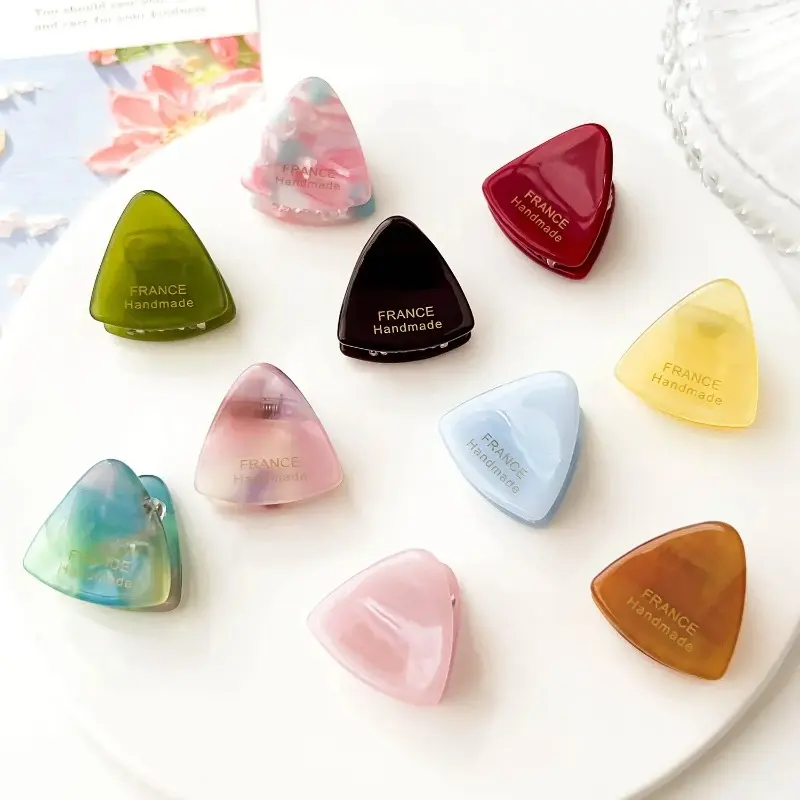 Ins Hot Sale 2.4CM Geometric Cat Ears Small Hair Bangs Clip French Simple Acetic Acid Grip Clip Top Hair Accessories
