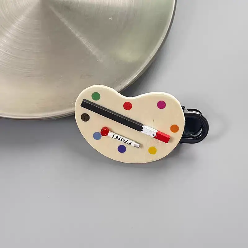 Cute Artificial Art Watercolor Pigment Palette Hairpin, Girly Bb Clip Side Bangs Clip Headpiece Hairpin