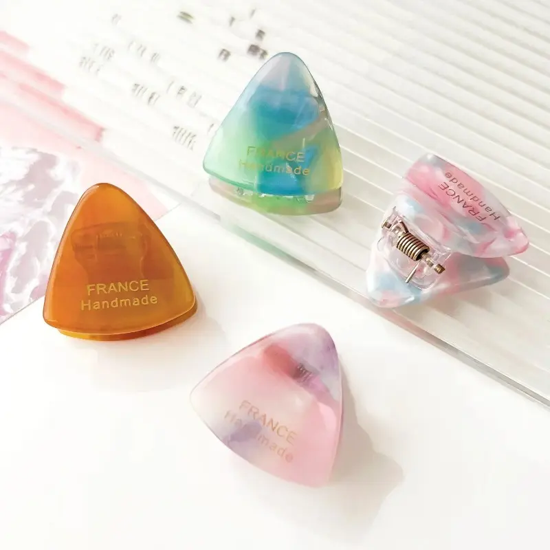 Ins Hot Sale 2.4CM Geometric Cat Ears Small Hair Bangs Clip French Simple Acetic Acid Grip Clip Top Hair Accessories
