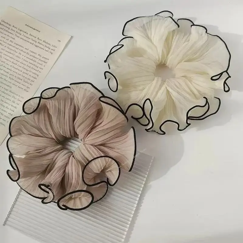 Korean Fashion Big Scrunchies for Girls Pink White Hairties for Bun Hairstyle Hair Bands Hair Accessories for Women Headwear