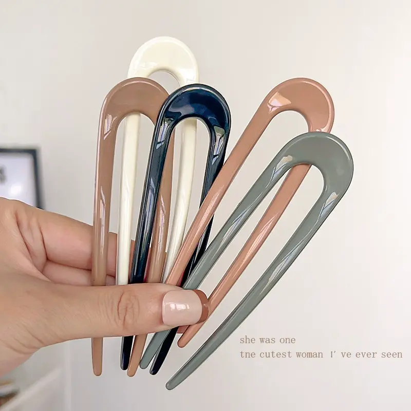Fashion U Shape Hair Sticks Fork Hairpin Elegant Women Metal Hair Clip Pins Girls Hairpins Hair Bun Maker Headwear Accessories