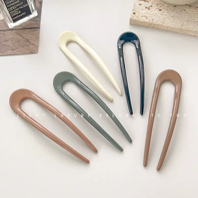 Fashion U Shape Hair Sticks Fork Hairpin Elegant Women Metal Hair Clip Pins Girls Hairpins Hair Bun Maker Headwear Accessories