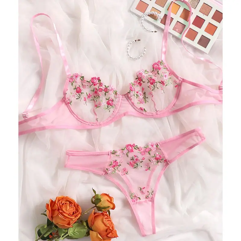 Sling Erotic Lingerie Adult Sexy Clothing Transparent Lace Sexy Open Bra Push-up Bras See Through  Baby Doll Two Piece Set