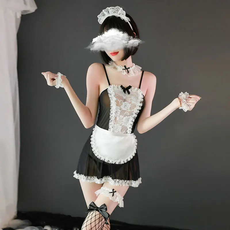 Transparent Sex Lingerie New Erotic Costume Maid Set Cosplay Toys Adult Sexy Porn Open Babydoll Bodysuit Secret Night Lencería