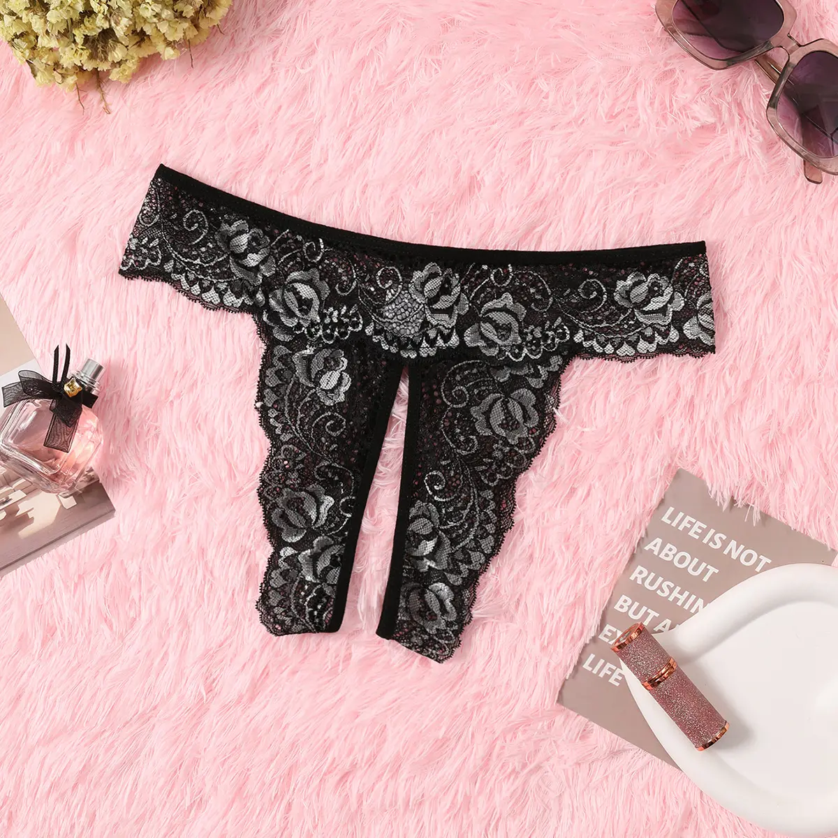 Thin Style Women's Panties Opening Sexy Lingerie Transparent G-strings Thongs Solid Underwear For Ladies Women Lace Pantys