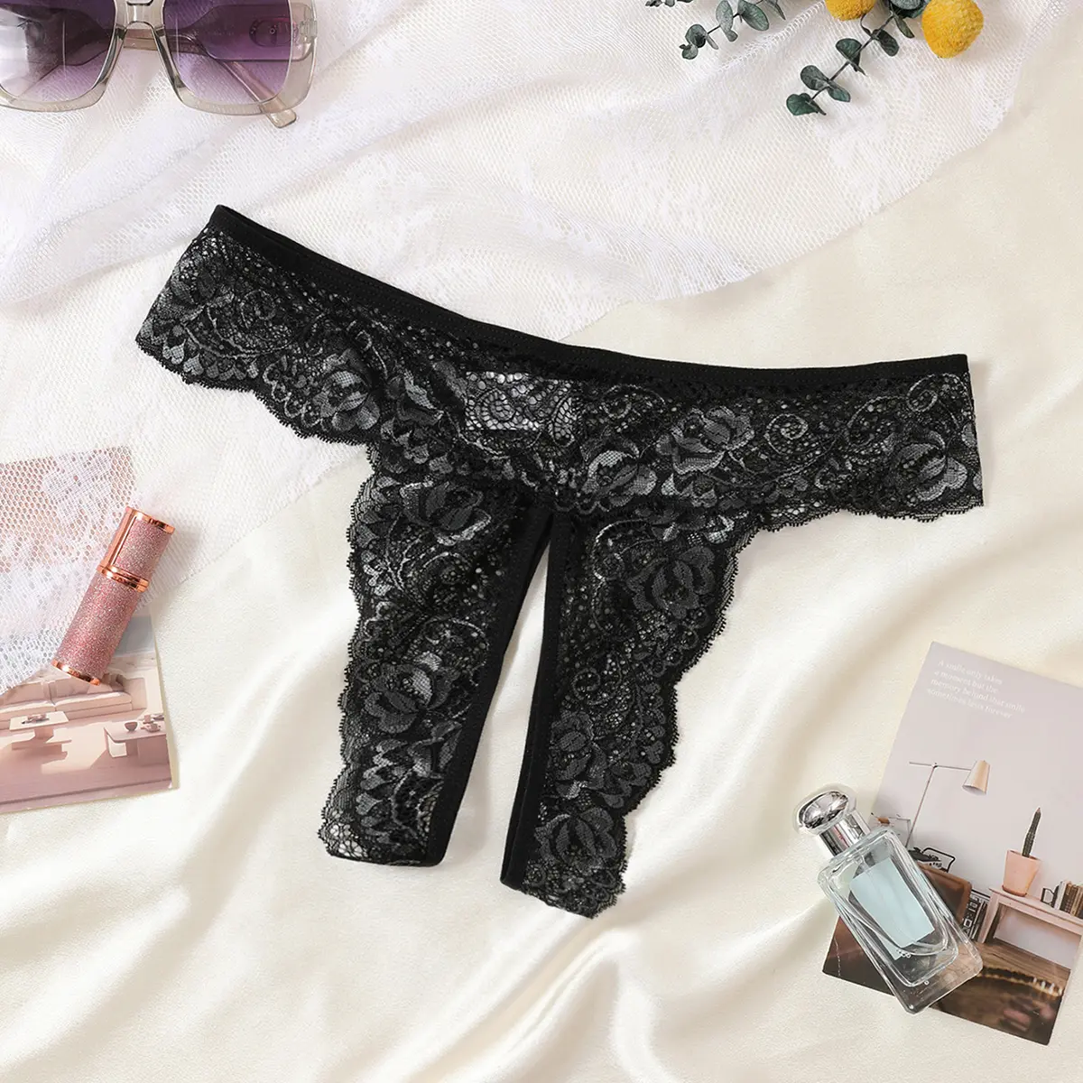 Thin Style Women's Panties Opening Sexy Lingerie Transparent G-strings Thongs Solid Underwear For Ladies Women Lace Pantys