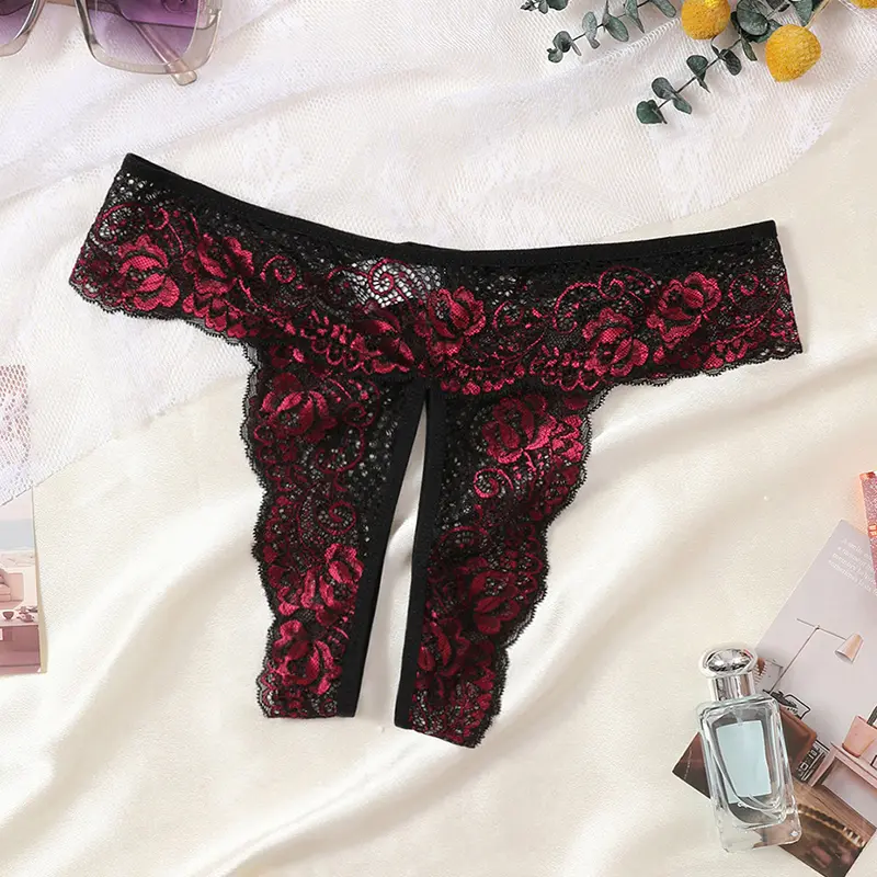 Thin Style Women's Panties Opening Sexy Lingerie Transparent G-strings Thongs Solid Underwear For Ladies Women Lace Pantys
