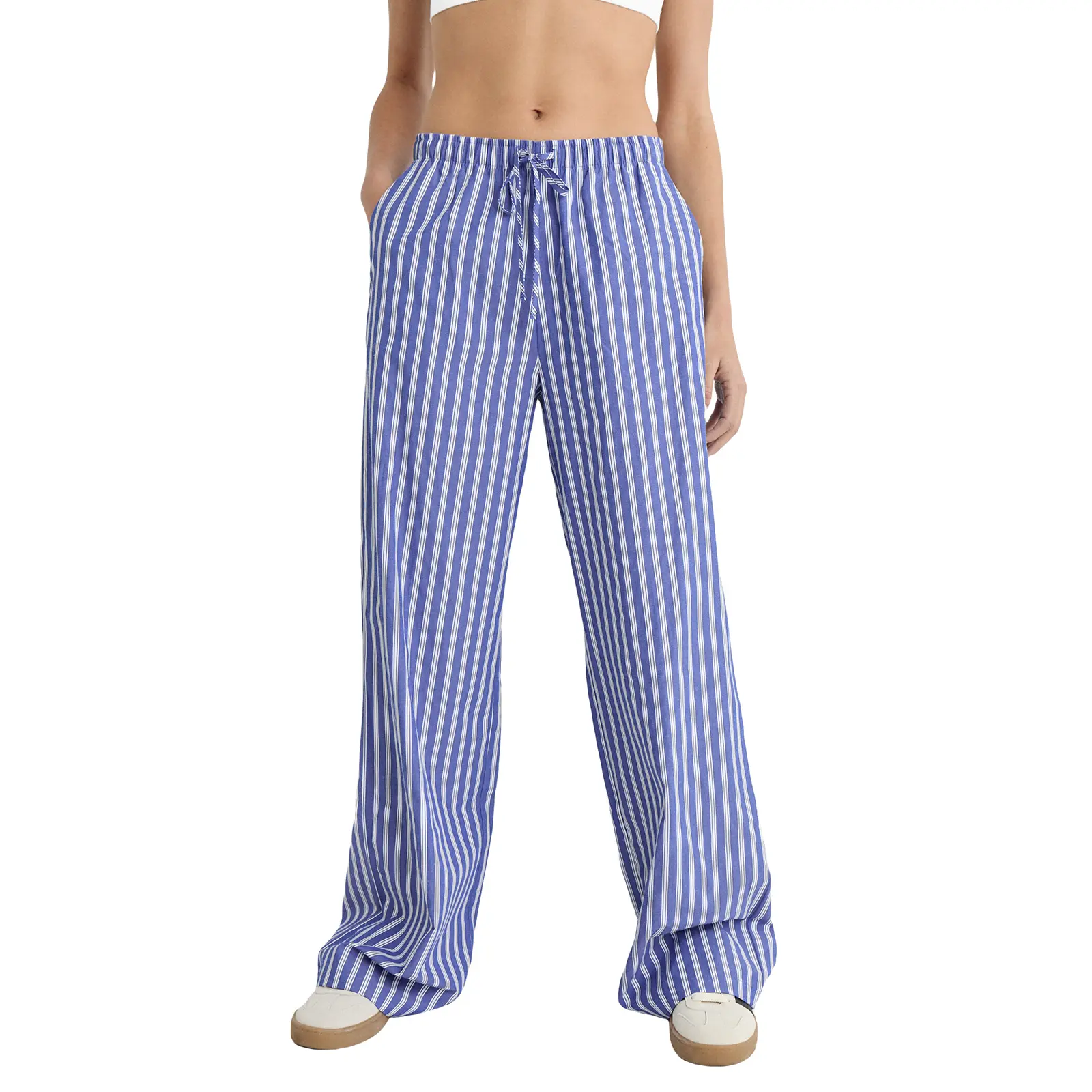 Women Casual Striped Pants, Elastic Waist Casual Loose Trousers Lounge Pants Pajama Pants Dailywear