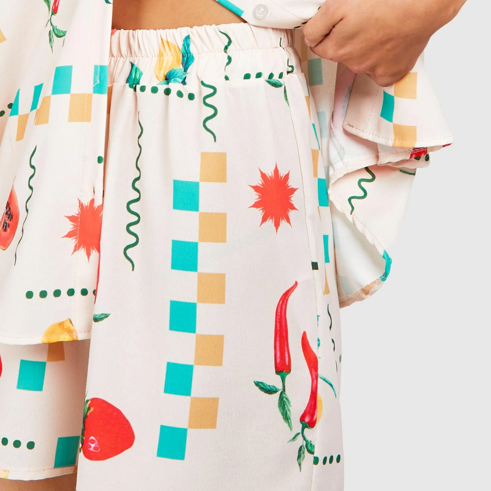 Women Pajamas Set 2 Pieces Loungewear Suits Fruits/Leaves Print Short Sleeve Tops and Shorts 2 Piece Loungewear Outfits
