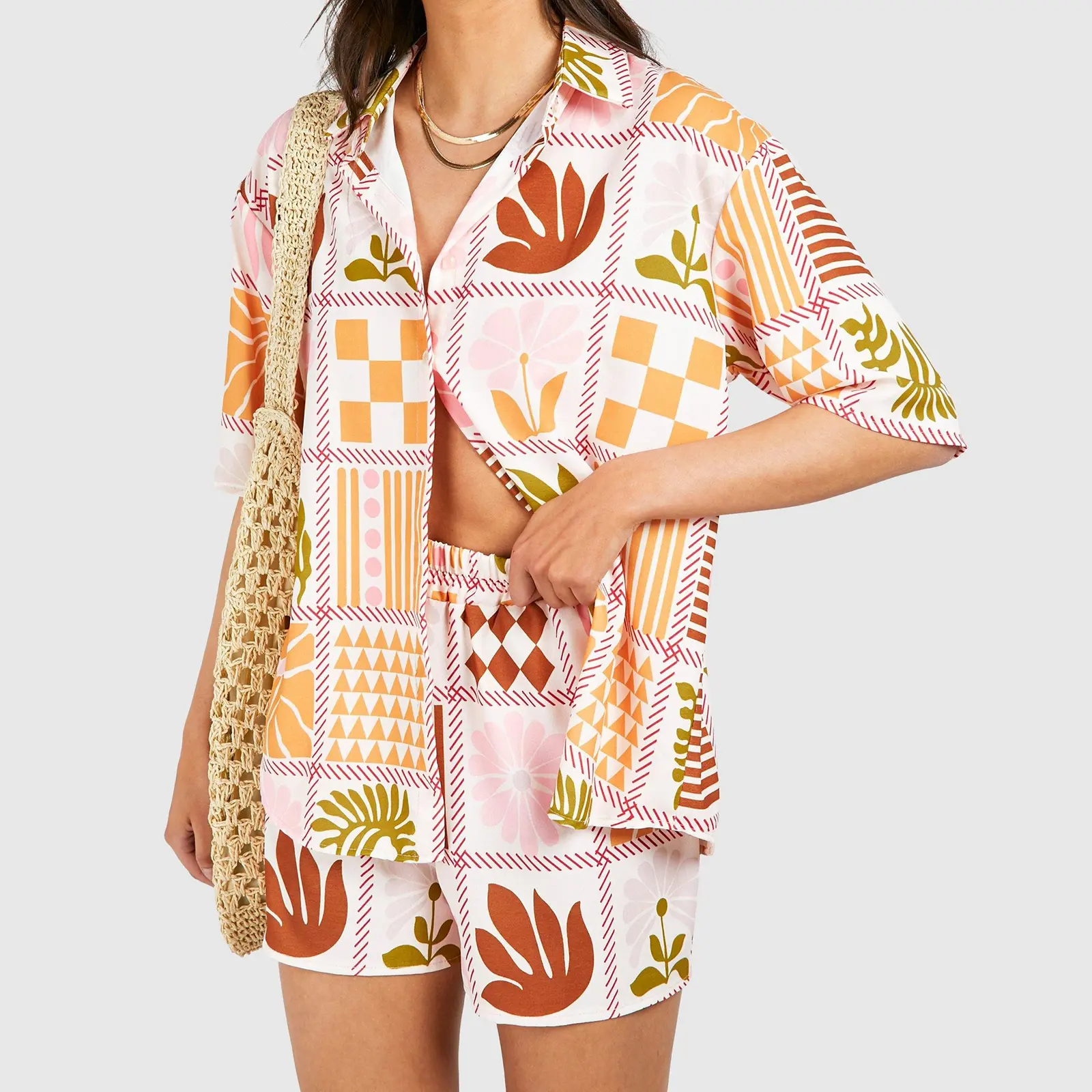 Women Pajamas Set 2 Pieces Loungewear Suits Fruits/Leaves Print Short Sleeve Tops and Shorts 2 Piece Loungewear Outfits