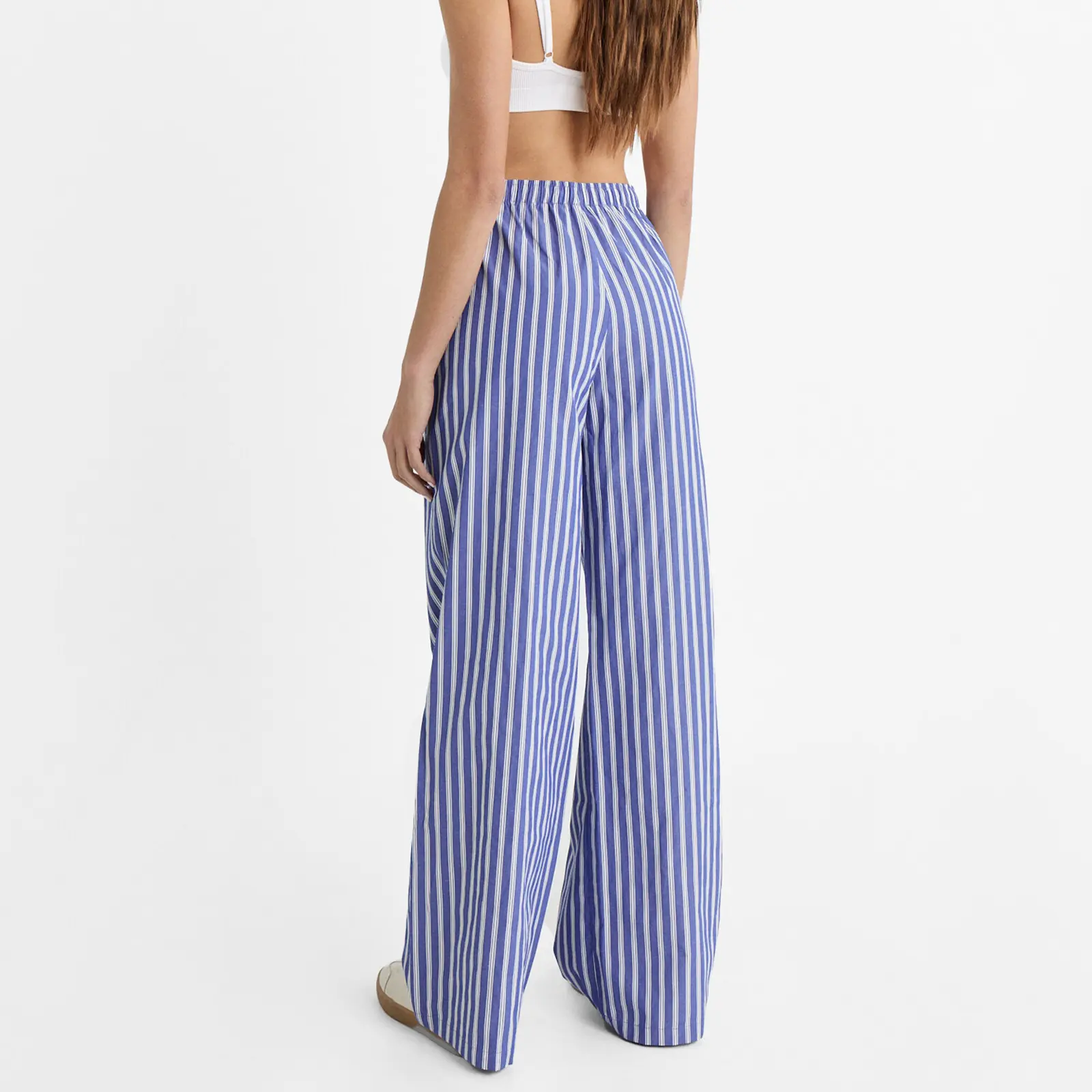 Women Casual Striped Pants, Elastic Waist Casual Loose Trousers Lounge Pants Pajama Pants Dailywear