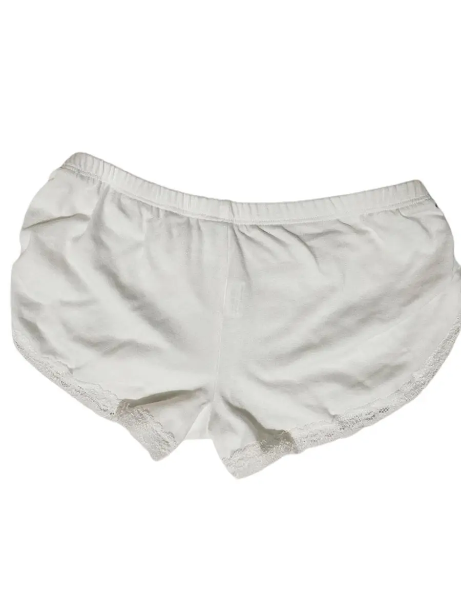 Women's Summer Basics Soft Pajama Shorts Elastic Band Low Rise Lace Trim Lounge Shorts