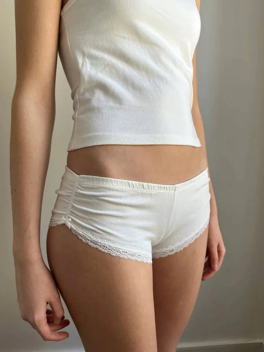 Women's Summer Basics Soft Pajama Shorts Elastic Band Low Rise Lace Trim Lounge Shorts