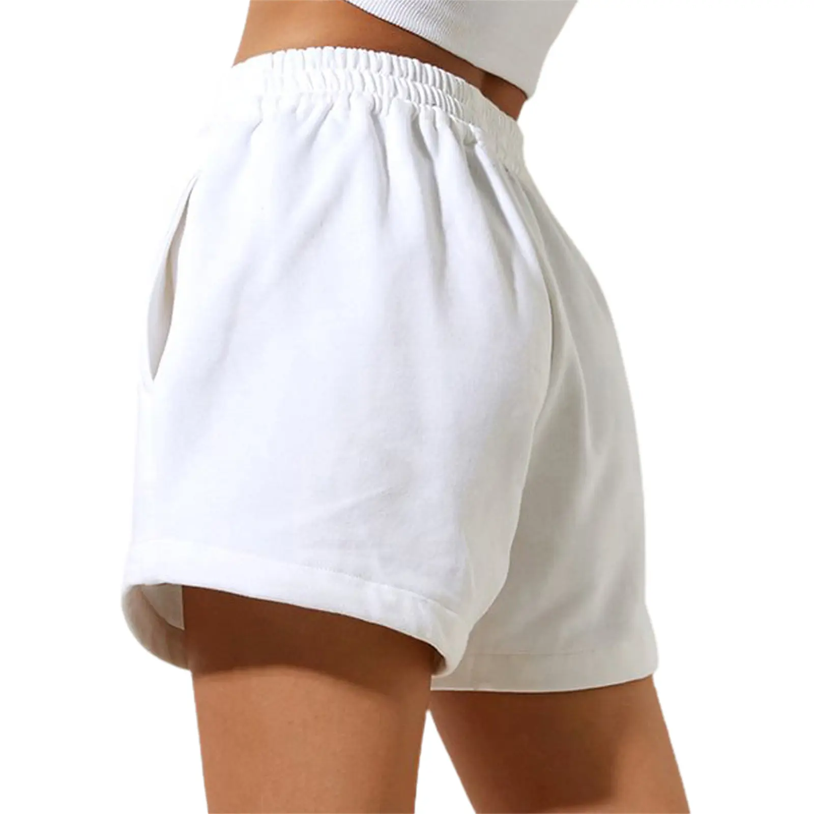 Women's Solid Color High Waist Elastic Waist Fashion New Summer Cotton Daily Casual Loose Shorts