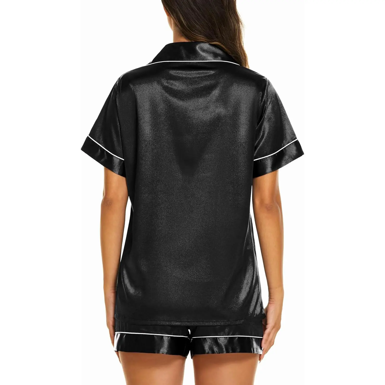 Women's 2 Piece Lounge Set Short Sleeve Lapel Solid Color/Stripe/Tiger Print Button Up Tops Shorts Sleepwear Sets