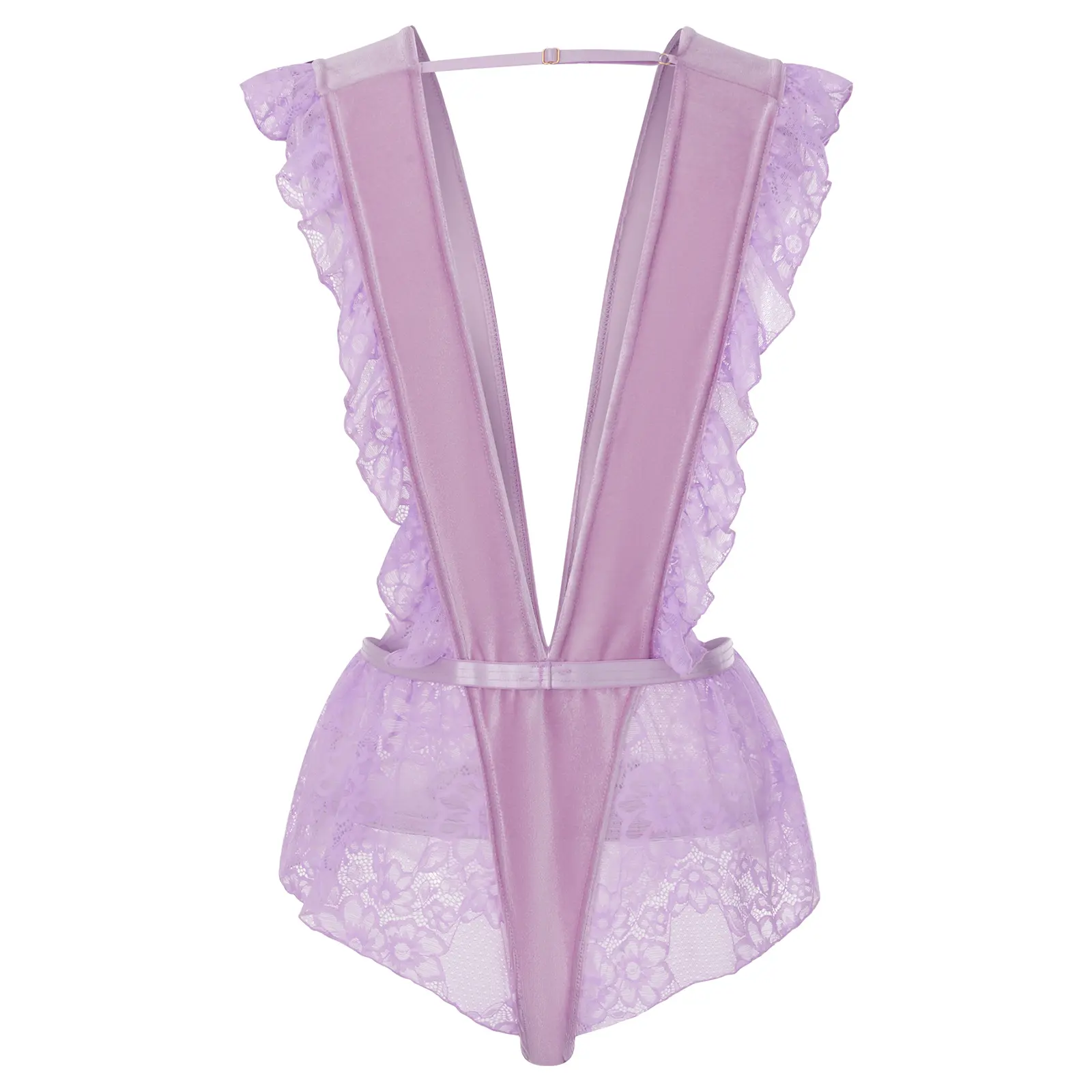 Women's  Romper Mesh See Through Lace Flower Solid Romper Sleeveless Deep V Neck Babydoll Jumpsuit