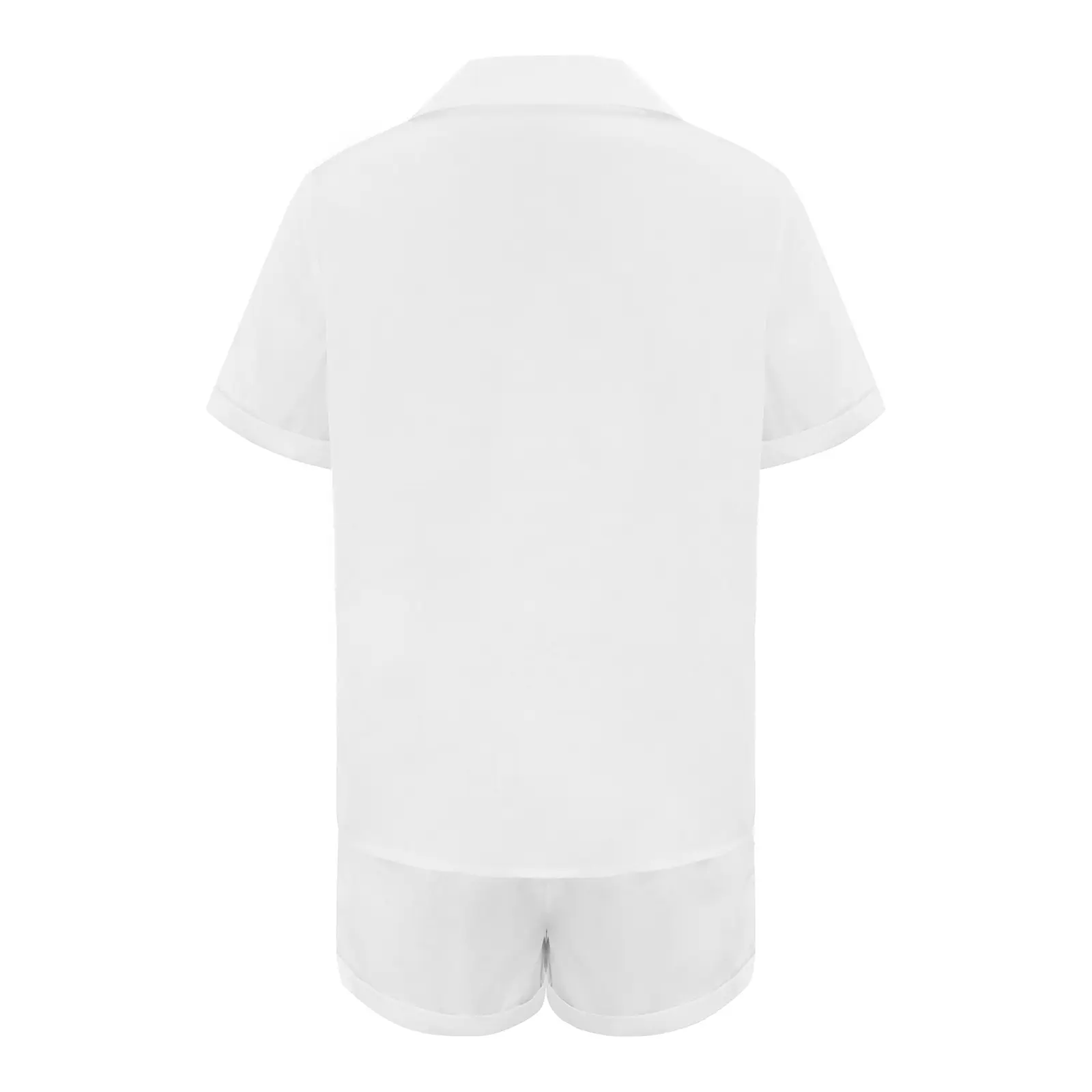 Women's 2PCS Satin Lounge Set Short Sleeve Lapel Button Up Tops Shorts Sleepwear Sets